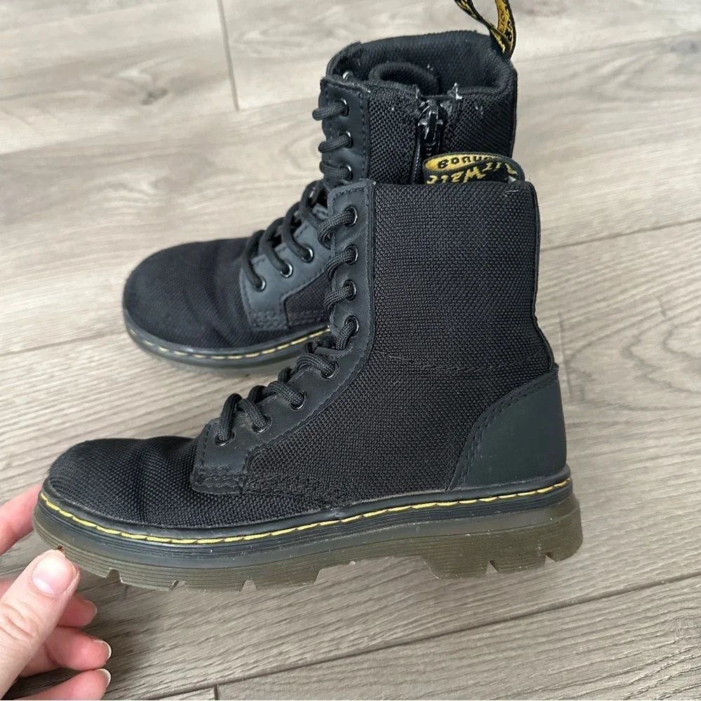 Dr Martens Combs Extra Tough Canvas Black kids utility combat boots size 13